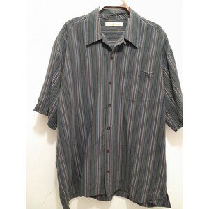 Tommy Bahama Size XL Silk Comfy Casual Striped Short Sleeve Button Down Shirt